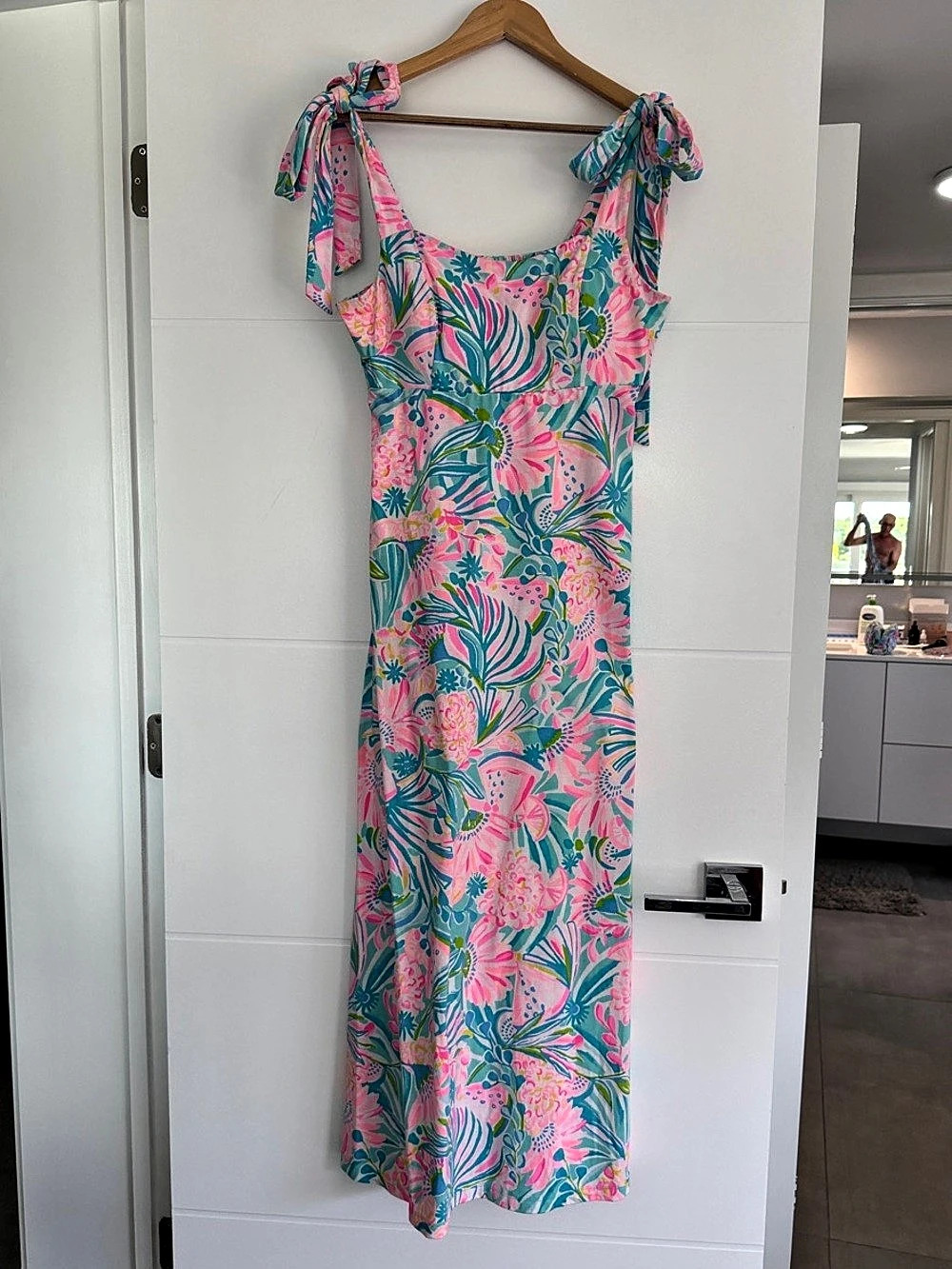 Lilly Pulitzer Kailua Smocked Maxi Dress Pink & Blue Medium